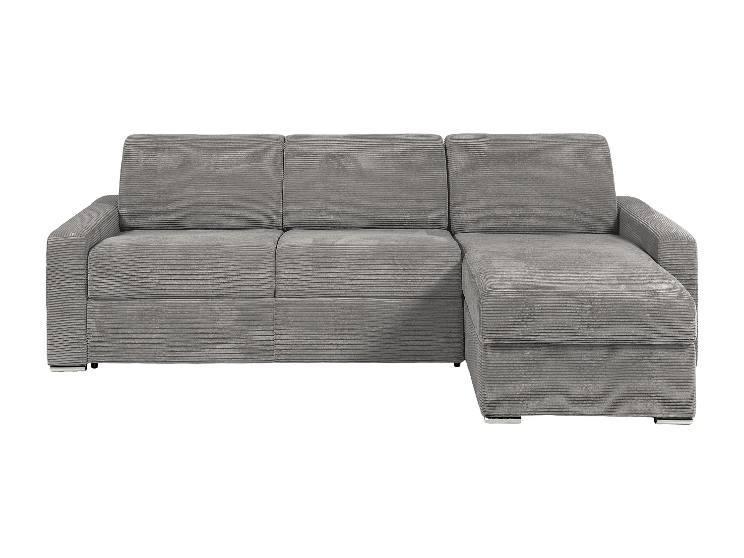 Kanapa narożna rozkładana uniwersalna z szarego sztruksu - Powierzchnia spania 140 cm - Materac 18 cm - CALITO 3907039 - obrazek 1