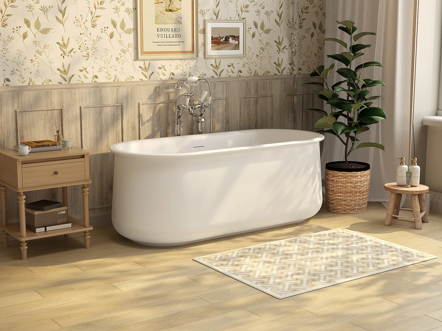 Wolnostojąca matowa biała wanna – 160 x 74 x 60 cm – 234 L – CALDRIA 4756808