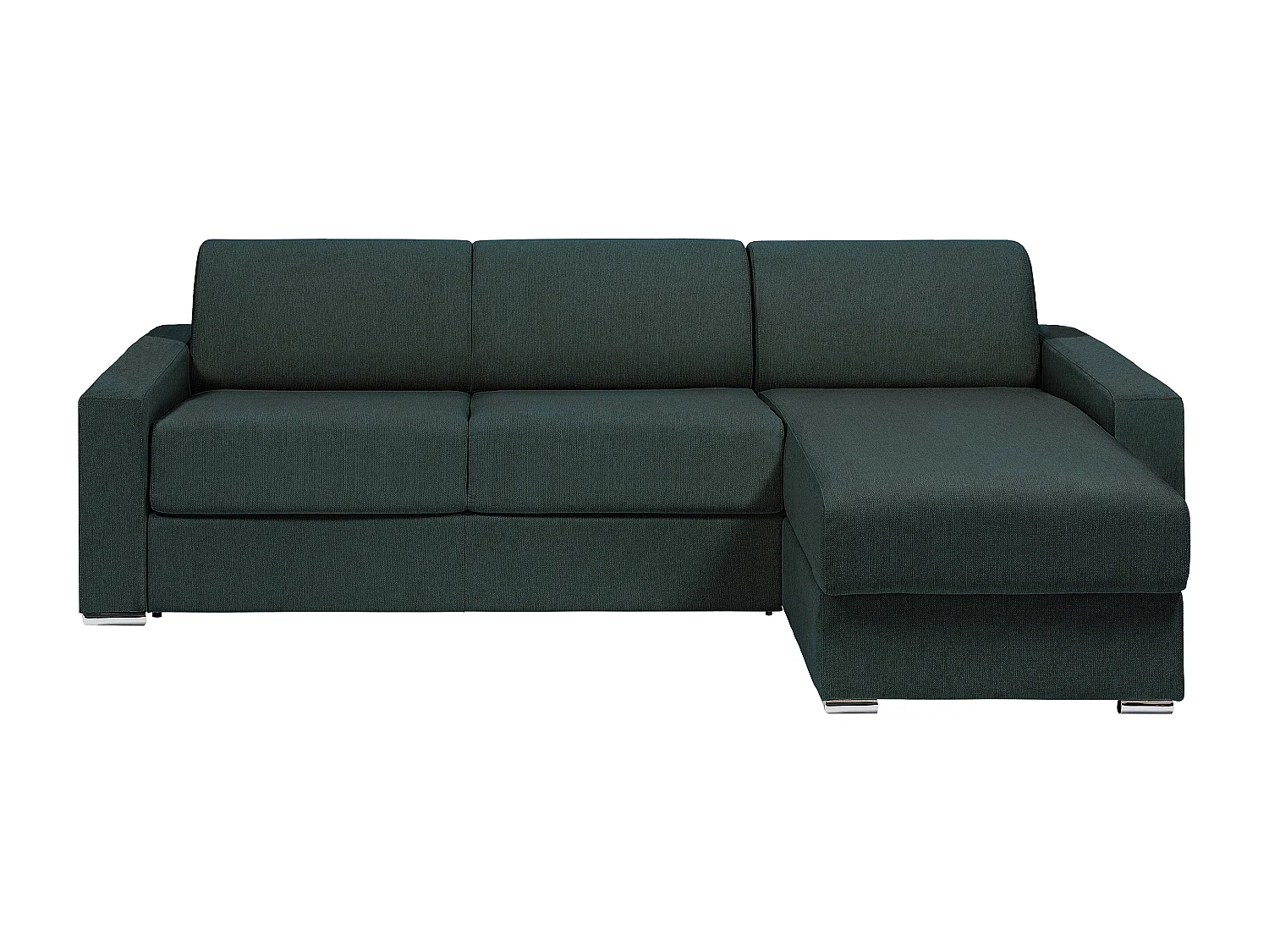 Kanapa narożna rozkładana uniwersalna z zielonej tkaniny jodłowej - Powierzchnia spania 140 cm - Materac 22 cm z pamięcią kształtu - CALITO 3907005 - obrazek 1
