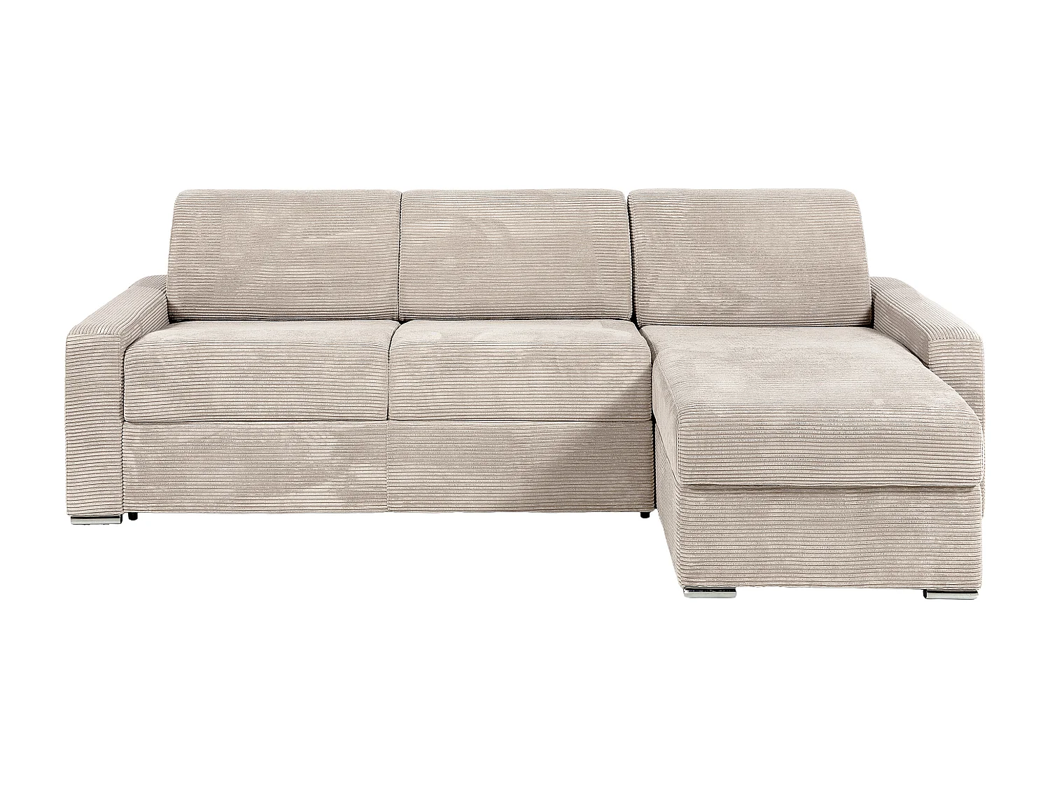 Kanapa narożna rozkładana uniwersalna z beżowego sztruksu - Powierzchnia spania na szerokich listwach 160 cm - Materac 22 cm z pianką memory - CALITO 3907024 - obrazek 1