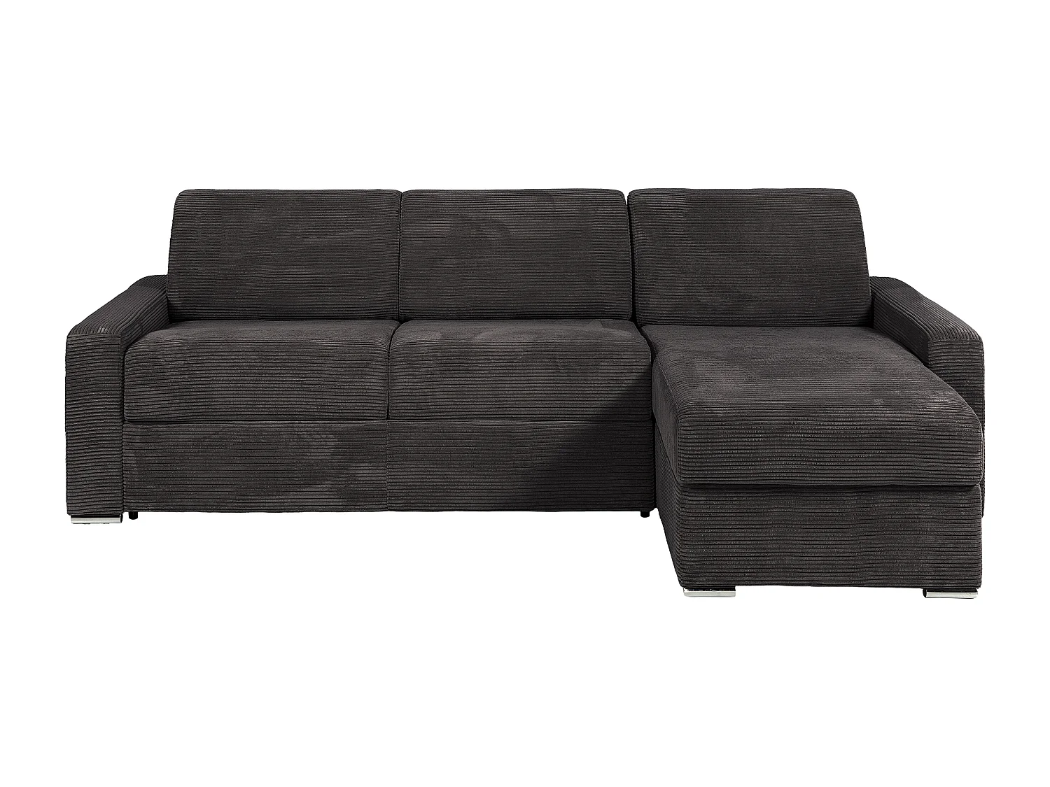 Kanapa narożna rozkładana typu express z szarego sztruksu - Powierzchnia spania 160 cm - Materac 22 cm z pianką termoelastyczną - CALITO 3907035 - obrazek 1