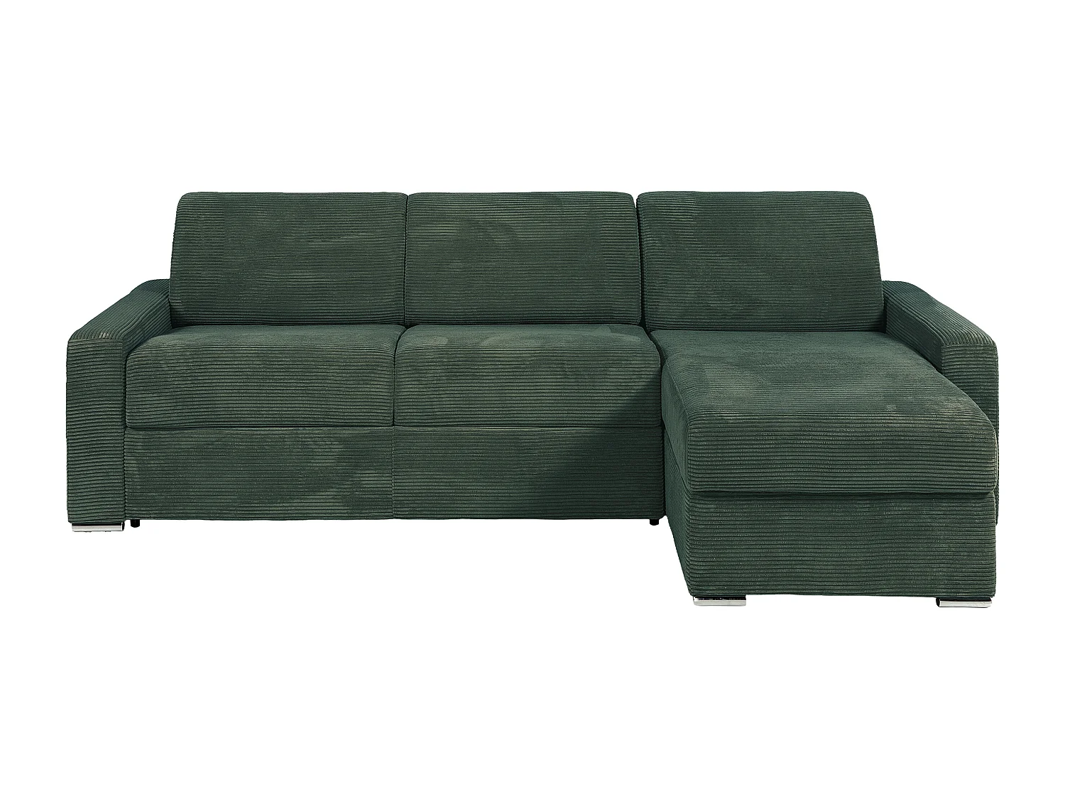 Kanapa narożna uniwersalna z zielonego sztruksu - Powierzchnia spania 160 cm - Materac 22 cm z pianką z pamięcią kształtu - CALITO 3907059 - obrazek 1