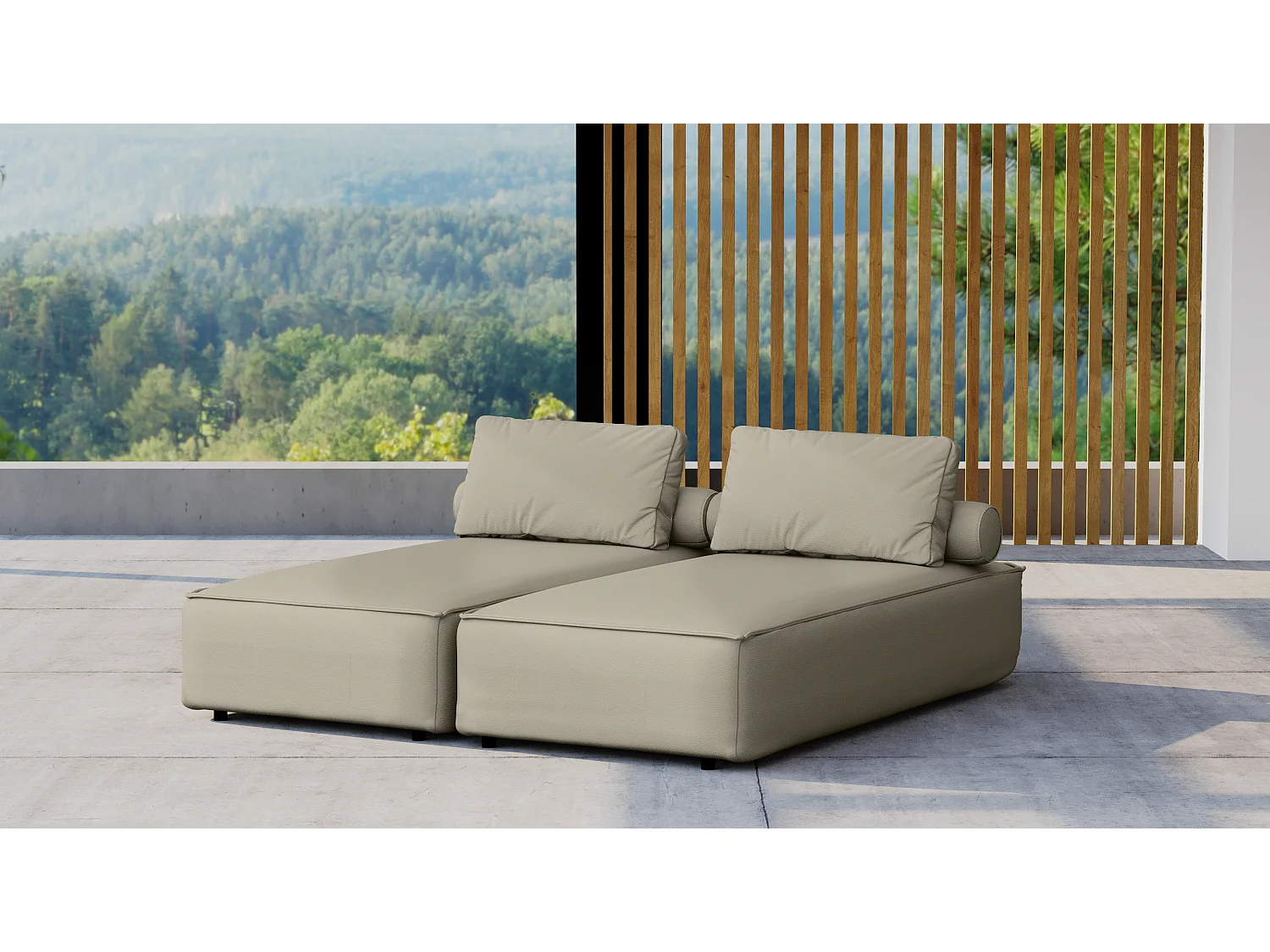 Leżak ogrodowy dwuosobowy MALIBU, tkanina Odyssey, Ciemnobeżowy 4641522