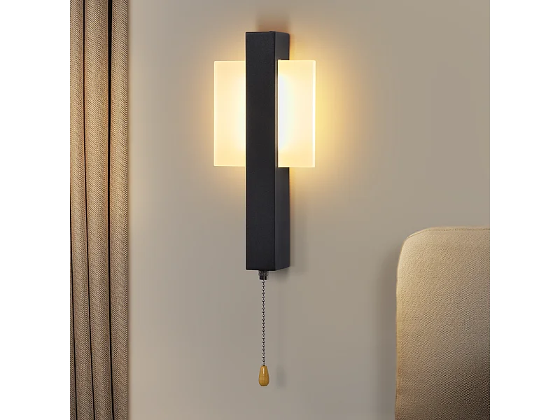Kinkiet wewnętrzny LED Nettlife z włącznikiem – nowoczesne wzornictwo, czarna lampa do korytarza, 3000 K, ciepła biel, 6 W 4736350 - obrazek 1