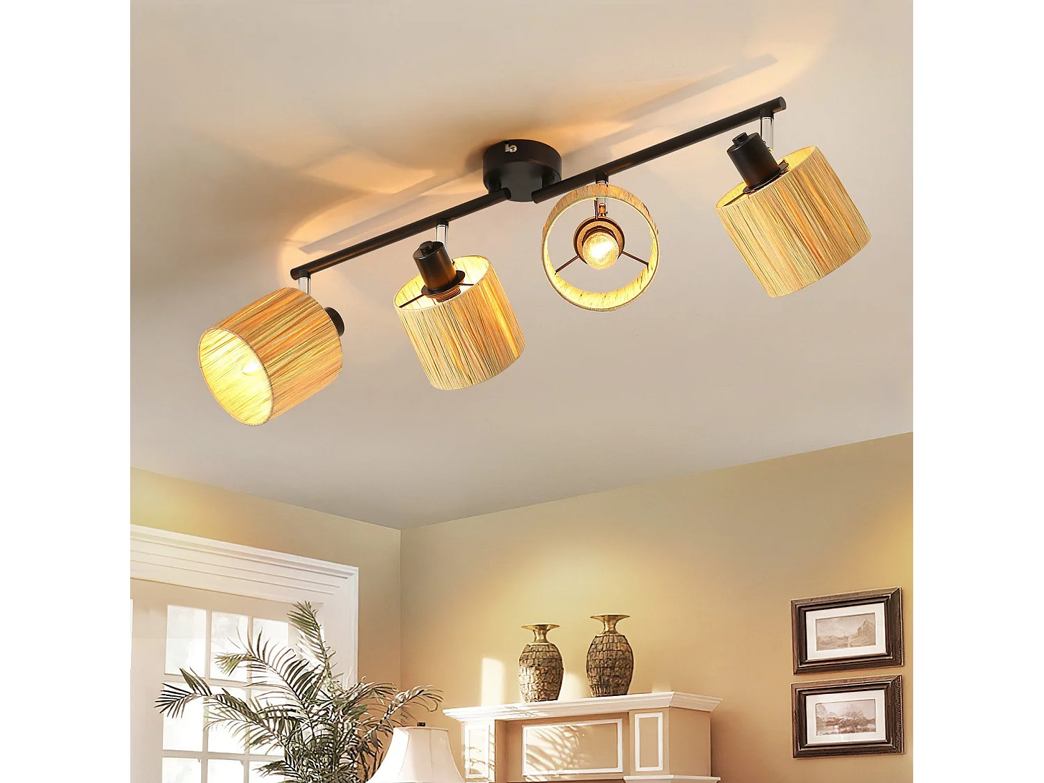 Ceiling Spot 4 Flames E14 Natural Black Ceiling Light Paper Salon 3948700