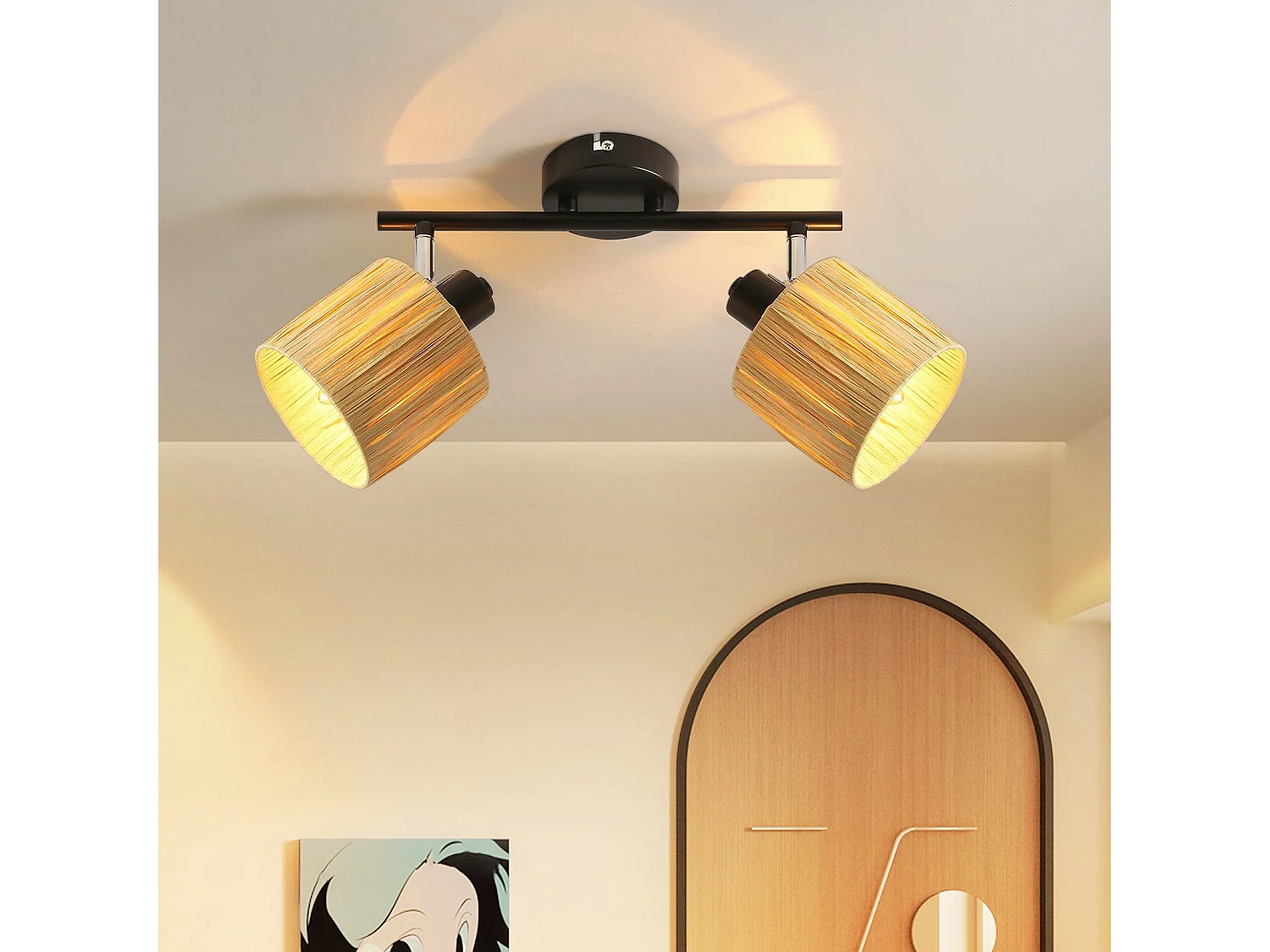 Ceiling Spot 2 Flames E14 Natural Black Ceiling Light Paper Salon 3948709