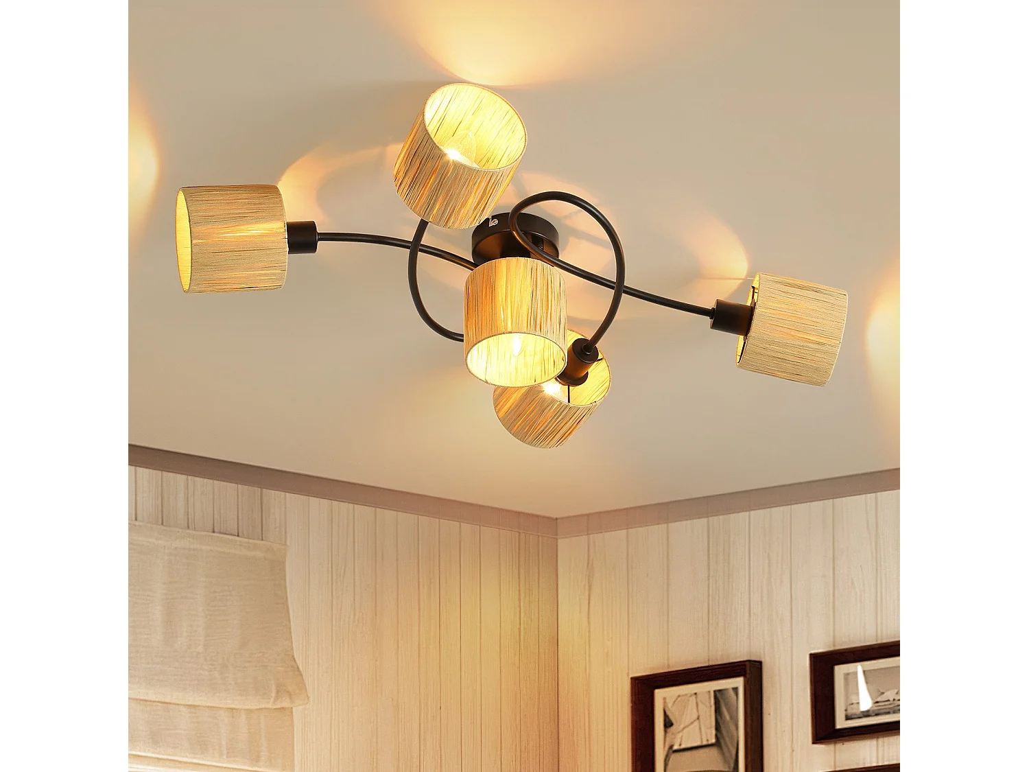 Ceiling Spot 5 Flames E14 Natural Black Ceiling Light Paper Salon 3948723