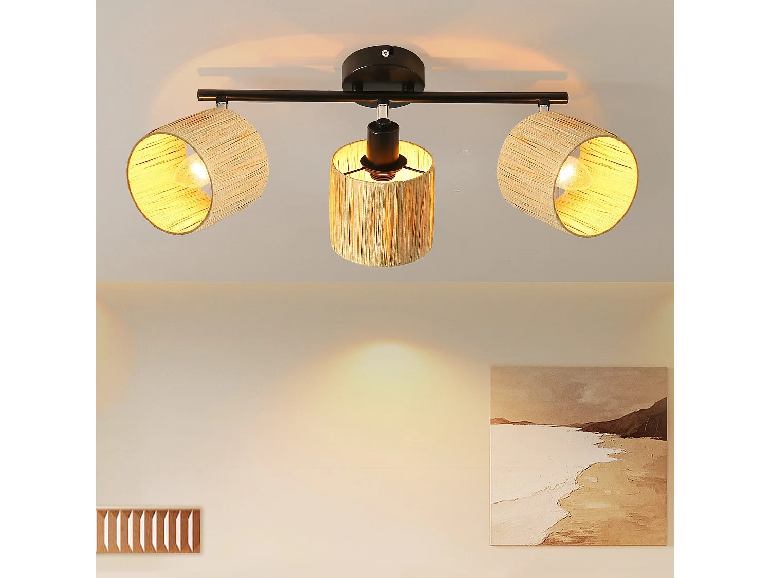 Ceiling Spot 3 Flames E14 Natural Black Ceiling Light Paper Salon 3948770