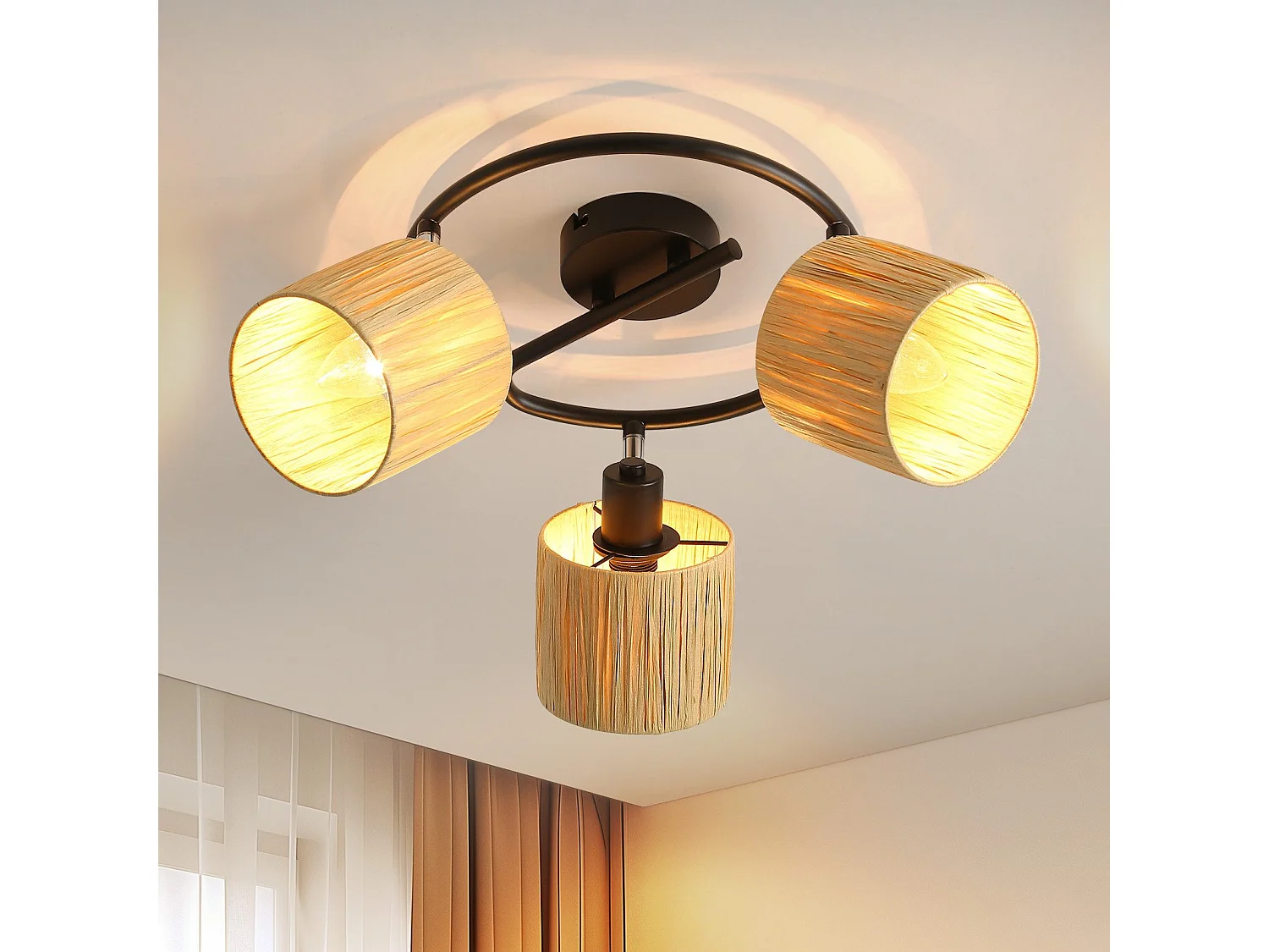 Ceiling Spot 3 Flames E14 Natural Black Ceiling Light Paper Salon 3948775