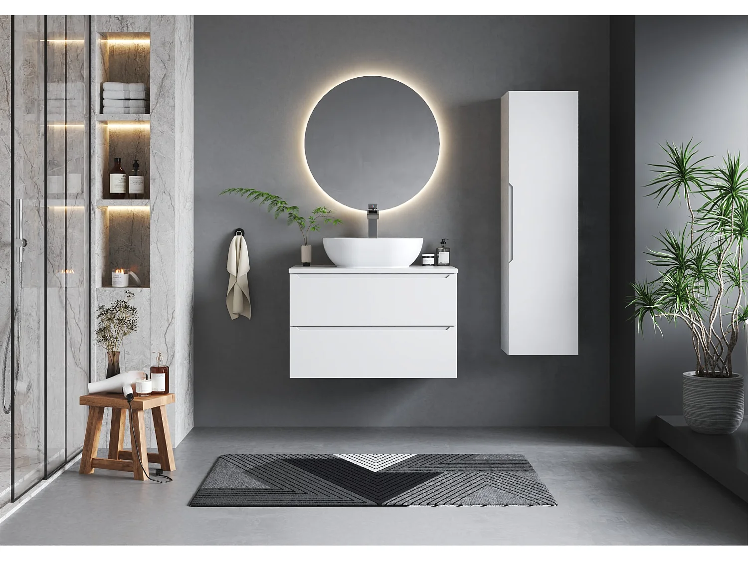 Biały Zestaw do Łazienki 80cm Szafka z Blatem Etna 4620398