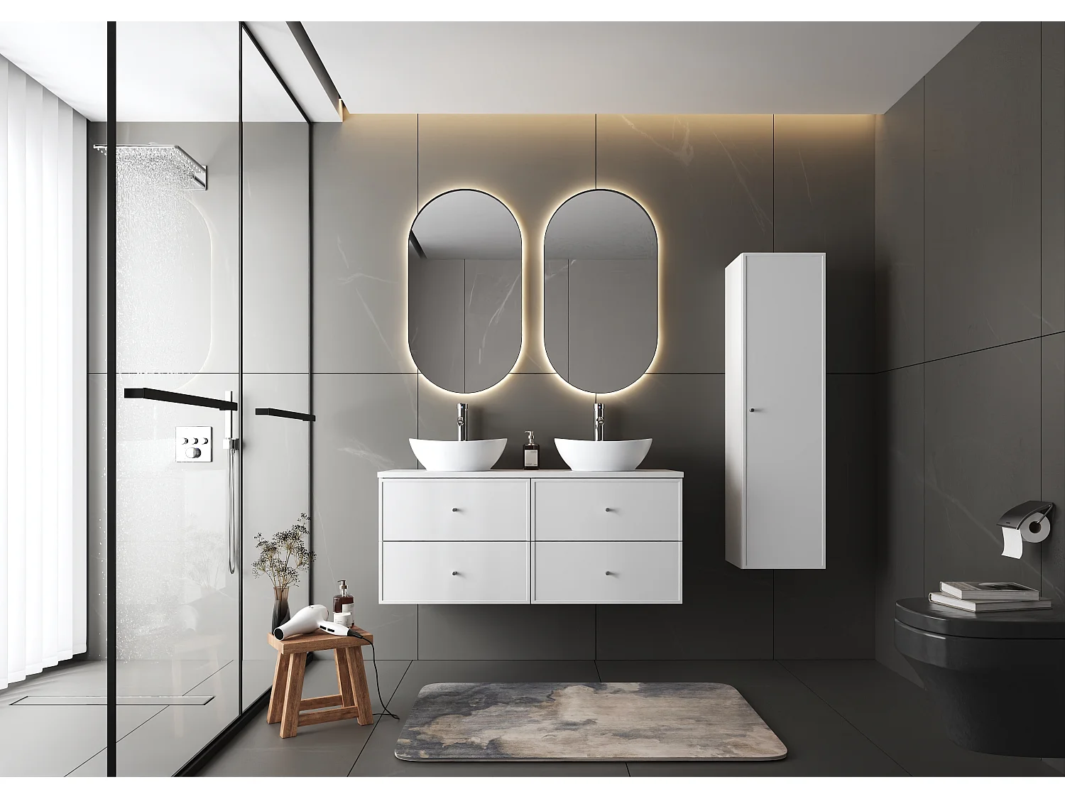 Biały Zestaw do Łazienki 120cm Szafka z Blatem Marco 4620404