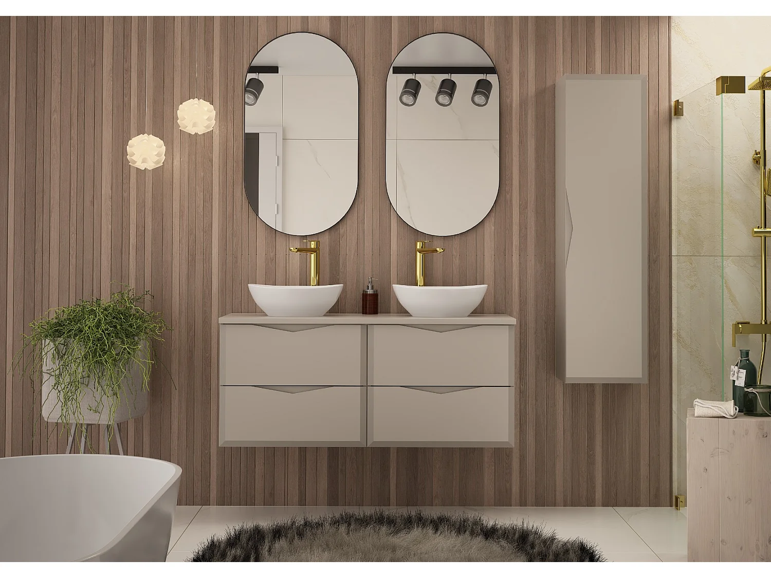 Kaszmirowy Zestaw Łazienkowy 120cm Szafka z Blatem Delica 4580178 - obrazek 1