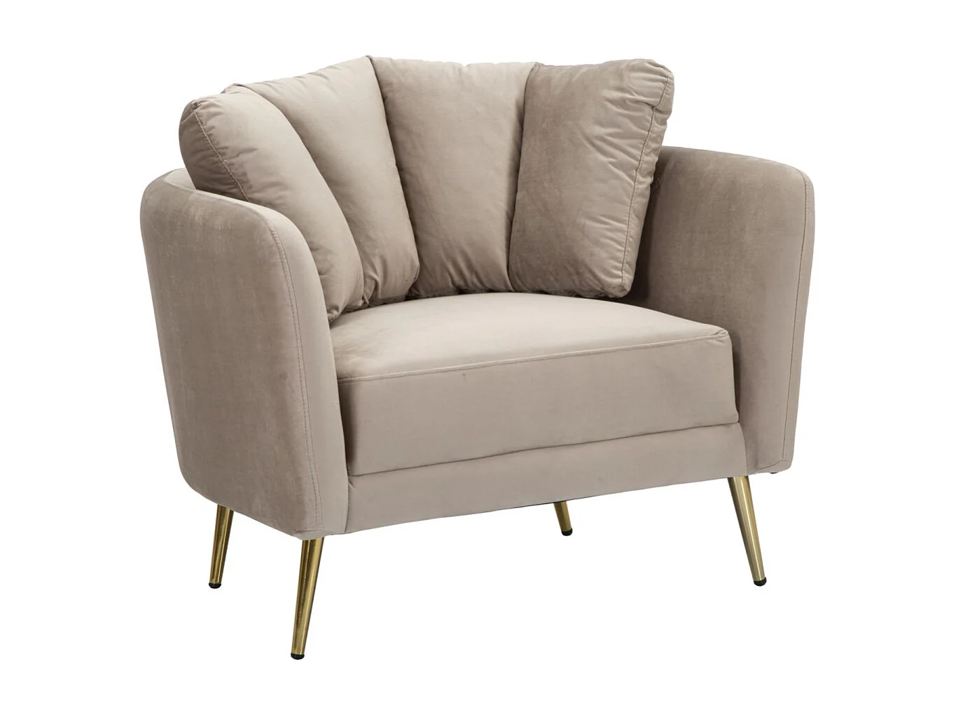 Fotel Glam Style Kiev w szarej tkaninie z ramą z drewna eukaliptusowego i złotymi metalowymi nogami – 88x77x74 cm 3595993 - obrazek 1