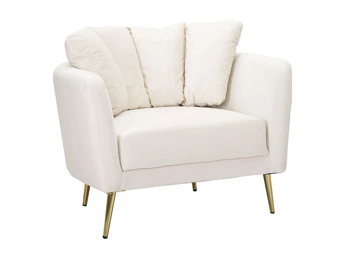 Fotel KIEV Cream 88x77x74 cm - Fotel tapicerowany tkaniną ze złotymi metalowymi nogami - Styl Glam 3595994 - obrazek 1