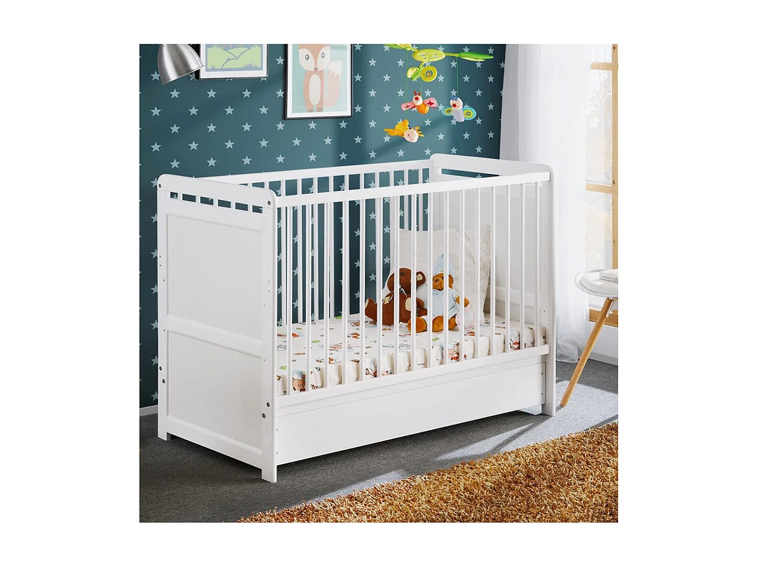 Łóżeczko dziecięce TYMEK PLUS 120x60 biały mat 3953243 - obrazek 1