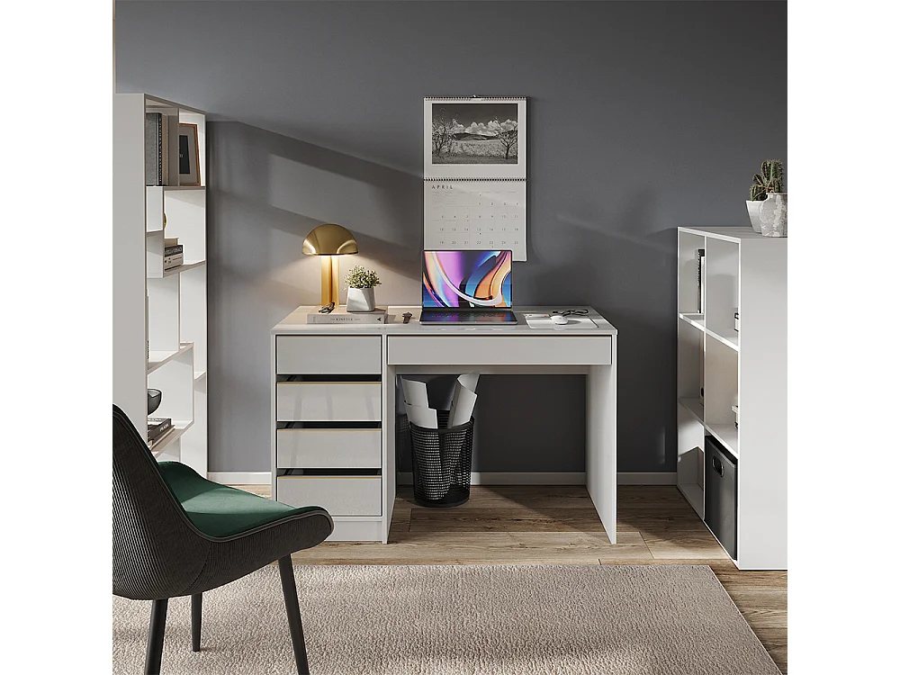 Biurko biały wysoki połysk 55x120x75 sherry 4874537 - obrazek 1