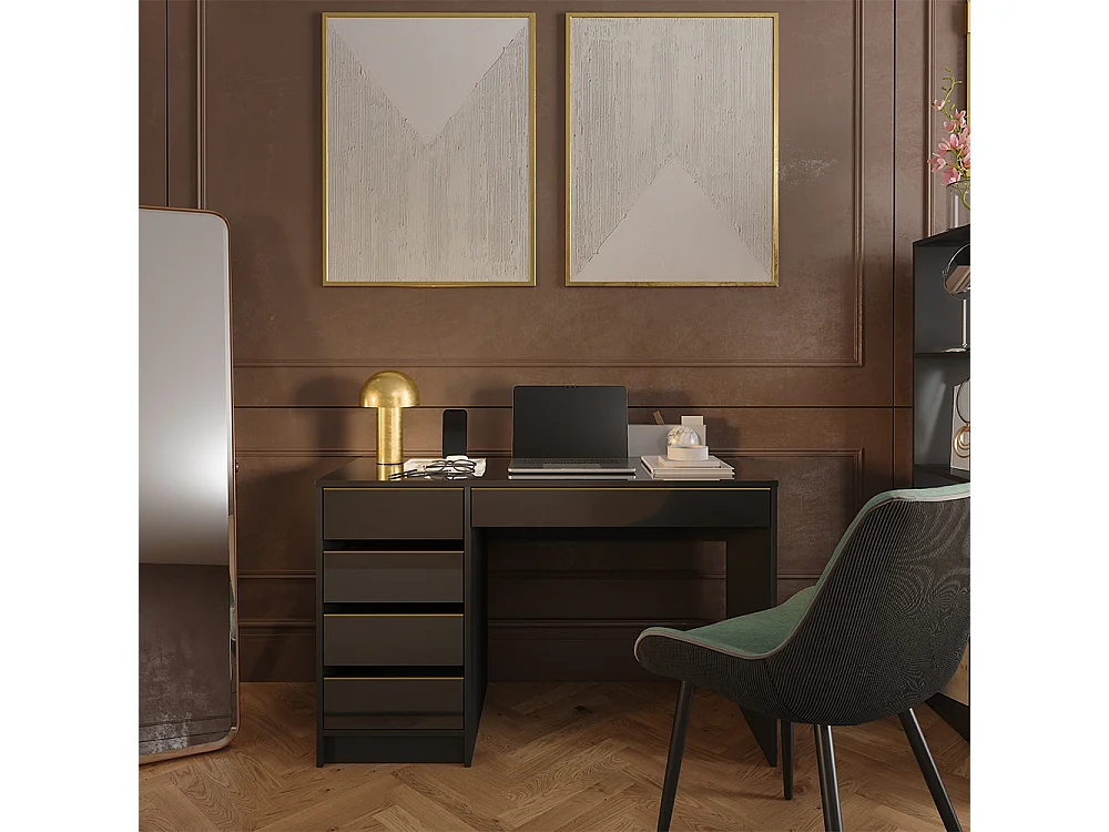 Biurko czarny wysoki połysk 55x120x75 sherry 4874574 - obrazek 1