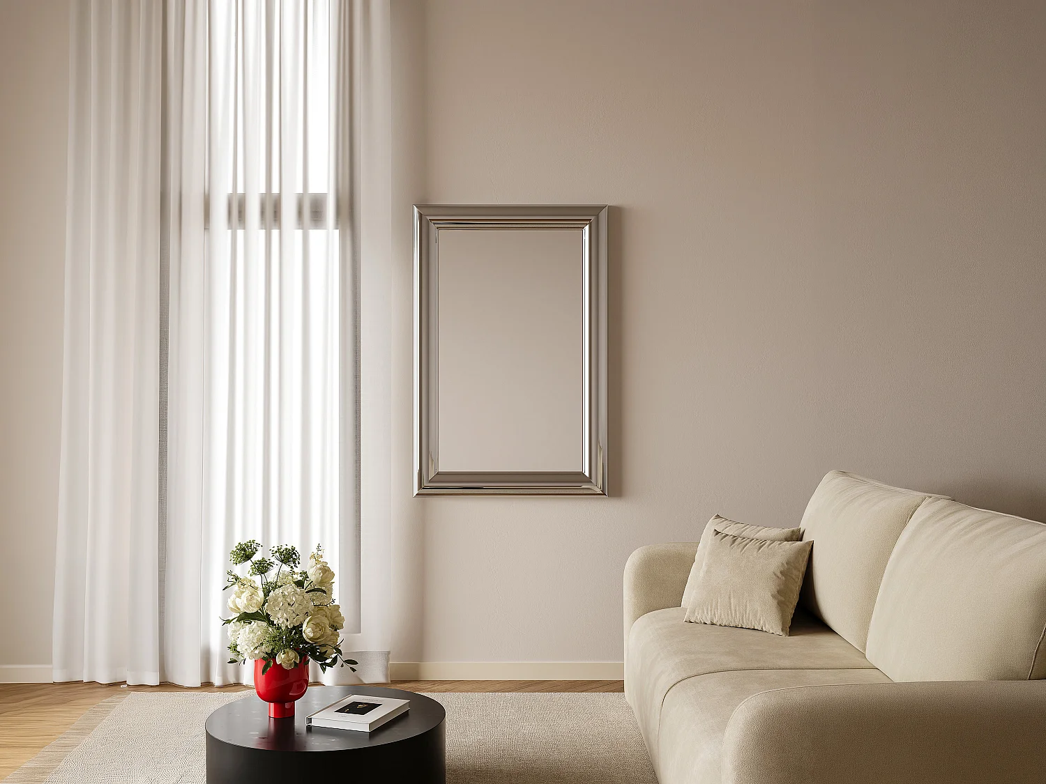 Lustro ścienne prostokątne z metalu – dł. 80 x wys. 120 cm – Chromowane – BORAYA 4770301