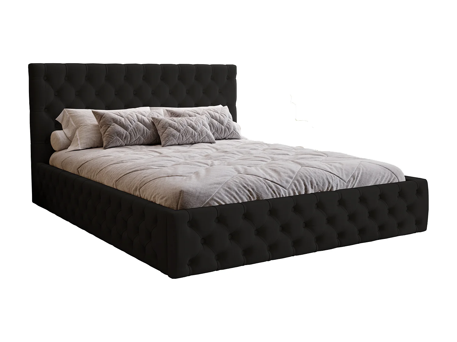 Łóżko 140×200 cm Verti Slim – pojemnik, stelaż, czarny (Magic Velvet 2219) 4879747