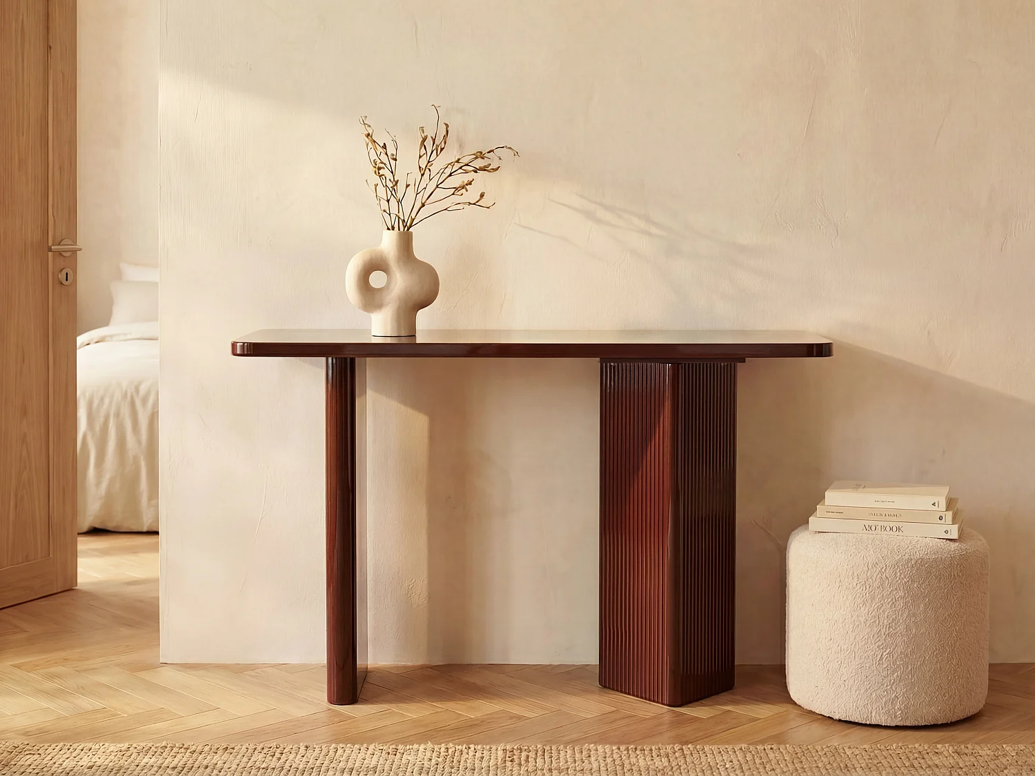 Konsola z MDF - Bordowy - KAVELINE 4172792 - obrazek 1