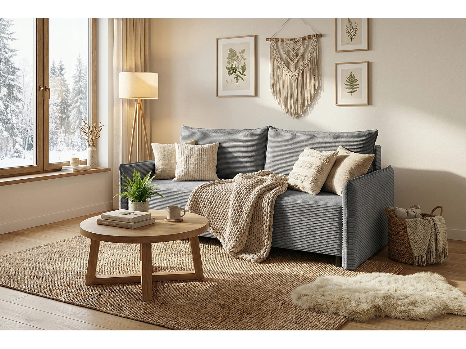 CORDO – sofa 3-osobowa z funkcją spania 197×140 cm, tkanina Poso 22 szara 4884371