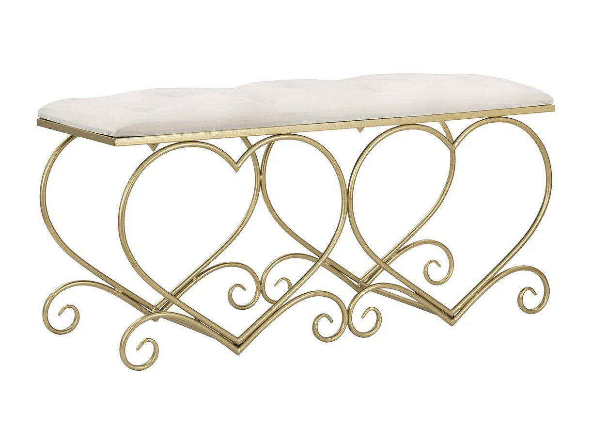 Ławka Serce 3, Złoto, 105x37,5x51,5 cm, Kendra Home 4903932 - obrazek 1