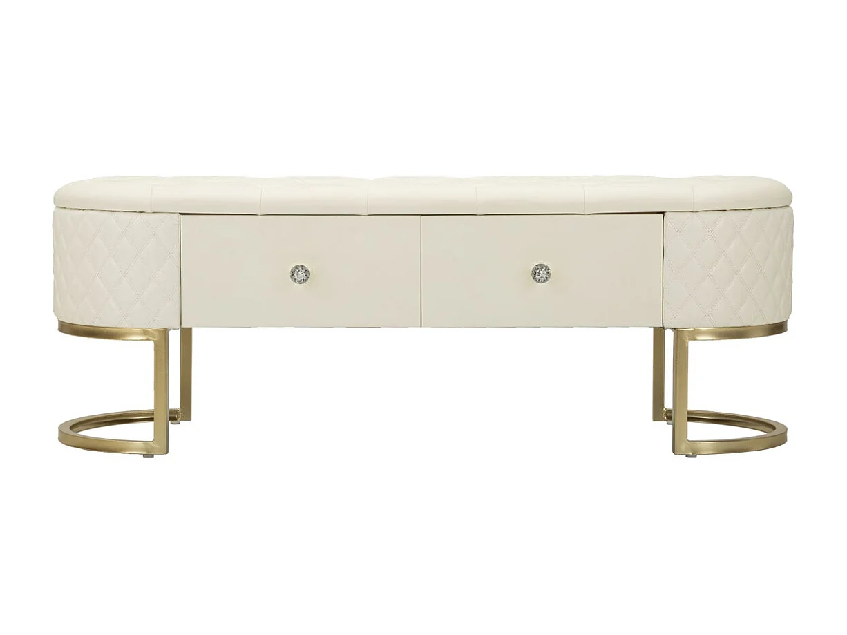 Ławka z Miejscem do Przechowywania VKH302, Biały, 120x40x43 cm, Kendra Home 4903933 - obrazek 1