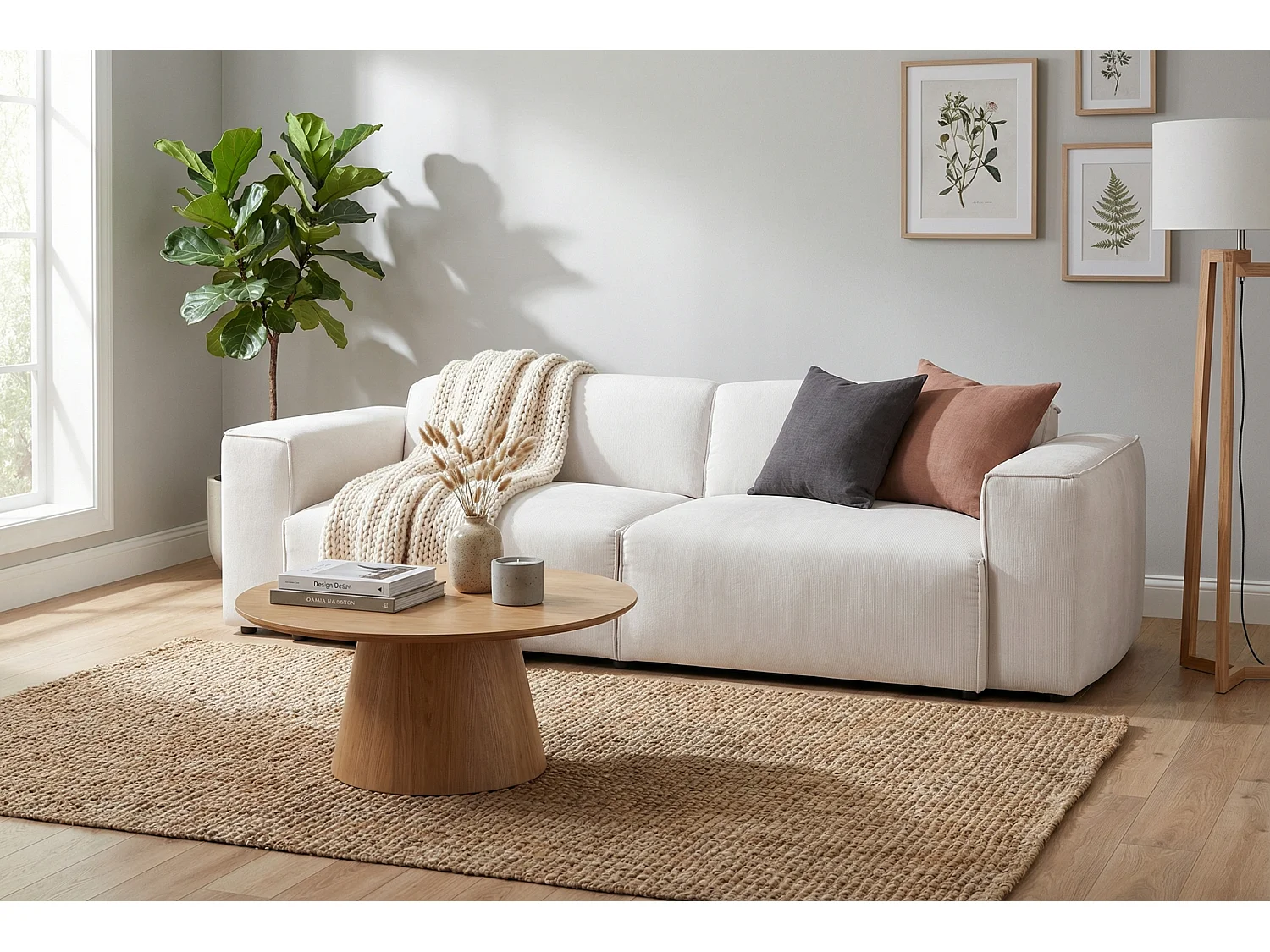HUNZA – sofa 3-osobowa z funkcją spania 152×202 cm, tkanina Fjord 23 biała 4904478