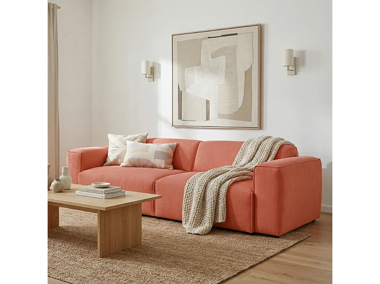 HUNZA – sofa 3-osobowa z funkcją spania 152×202 cm, tkanina Fjord 56 różowa 4908315