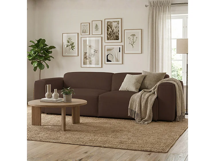 HUNZA – sofa 3-osobowa z funkcją spania 152×202 cm, tkanina Fjord 47 brązowa 4908316