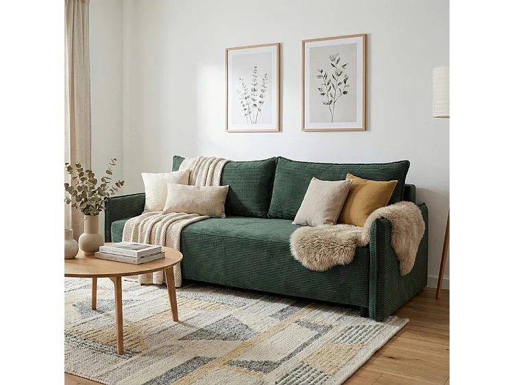 CORDO – sofa 3-osobowa z funkcją spania 197×140 cm, tkanina Poso 14 zielona 4884360