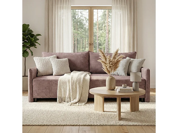 CORDO – sofa 3-osobowa z funkcją spania 197×140 cm, tkanina Poso 27 fioletowa 4884368