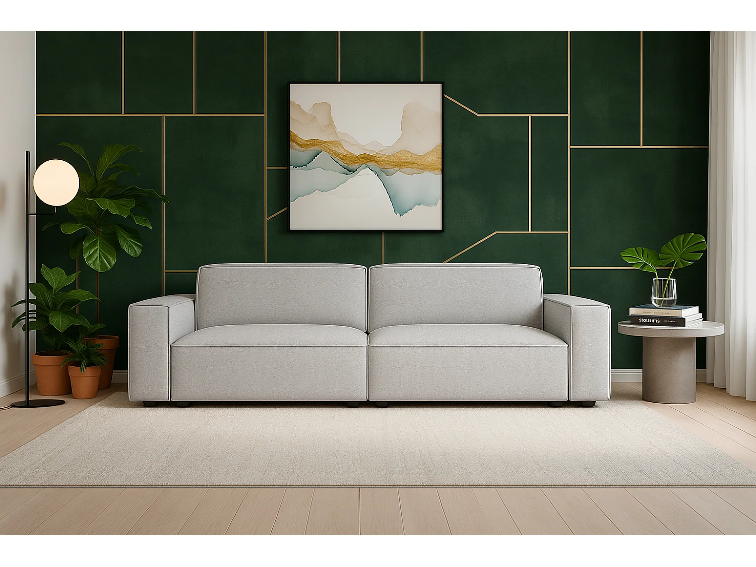 Cursal sofa 3 osobowa 244x102x70 cm jasno szary Raven 6 4630329 - obrazek 1