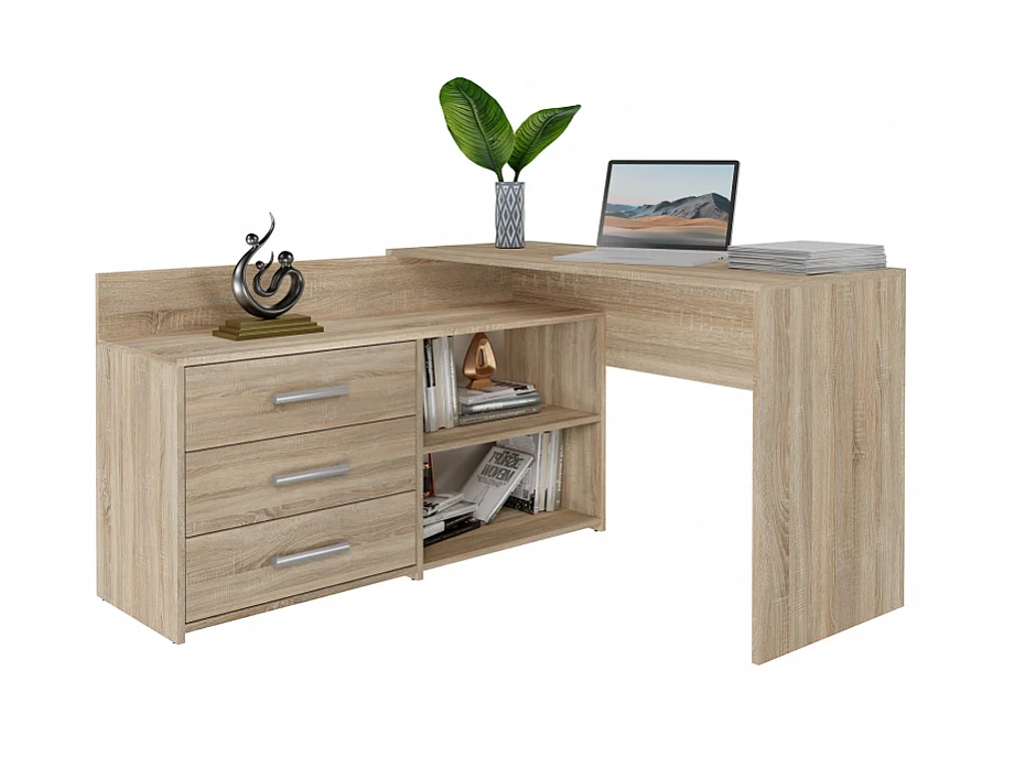 Biurko DANY |Dąb Sonoma | 120x50x76 cm |Narożne z 3 Szufladami 4044466 - obrazek 1