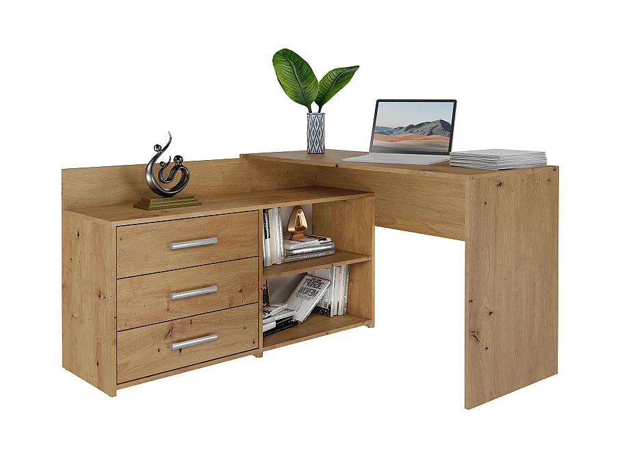 Biurko DANY |Artisan | 120x50x76 | Narożne z 3 Szufladami 4044465 - obrazek 1