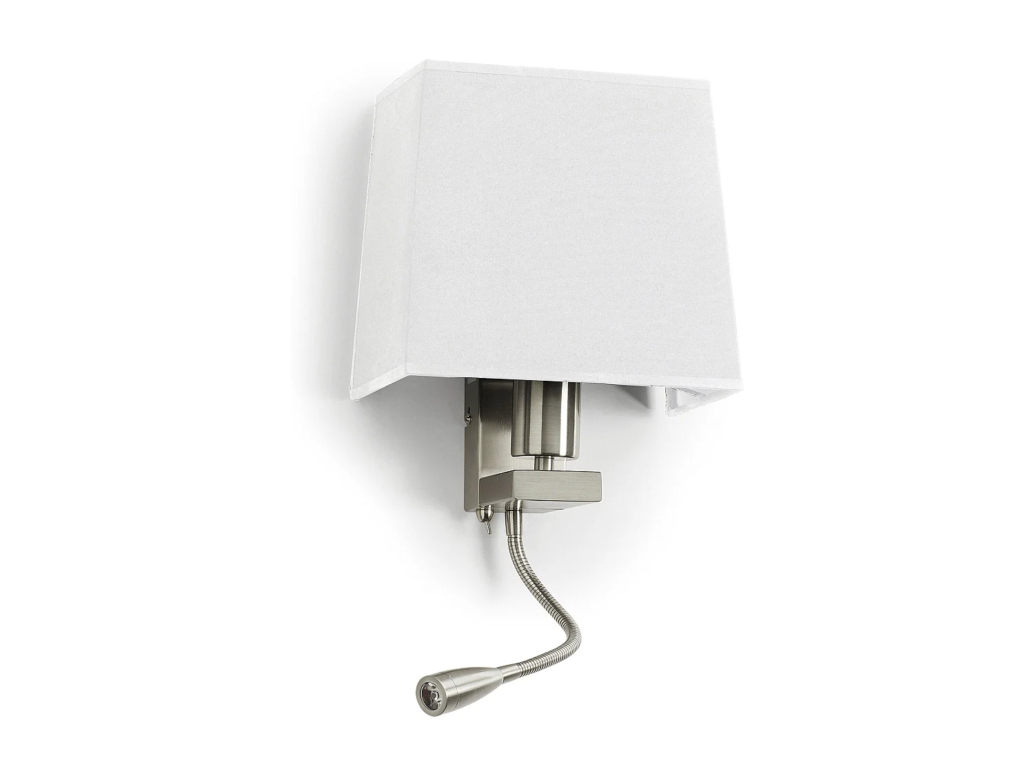 Kinkiet FIRENZE w stylu klasycznym - wys. 43 cm - E27 60W + 3W LED SMD - 1x w?./wy?. - stal i bawe?na - nikiel satynowy i bia?y - IP20 3748074 - obrazek 1