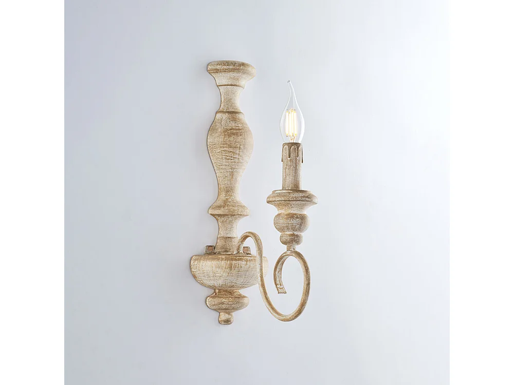 Kinkiet Cascina z drewna i żelaza, biały i gołębi szary, 1 lampa .13 P.21 BL265-AP1-BT 3717291