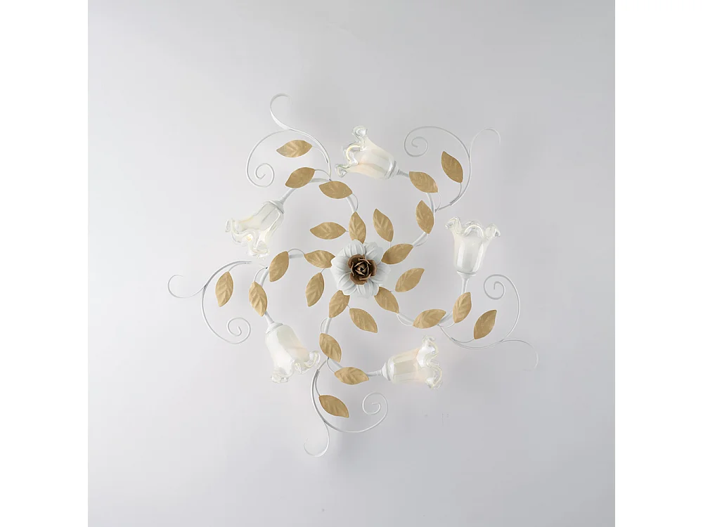 Lampa sufitowa z żelaza lakierowanego w kolorze postarzanej bieli z 5 światłami, wys. 17 x Ø80 cm, BL274-PL5-BCO 3717161