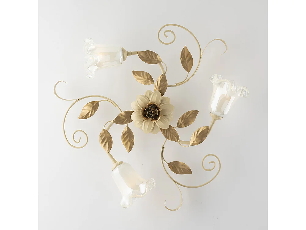 Lampa sufitowa w koszyku z żelaza lakierowanego na kolor kości słoniowej z 3 światłami H.17 Ø56 BL274-PL3-AV 3717236