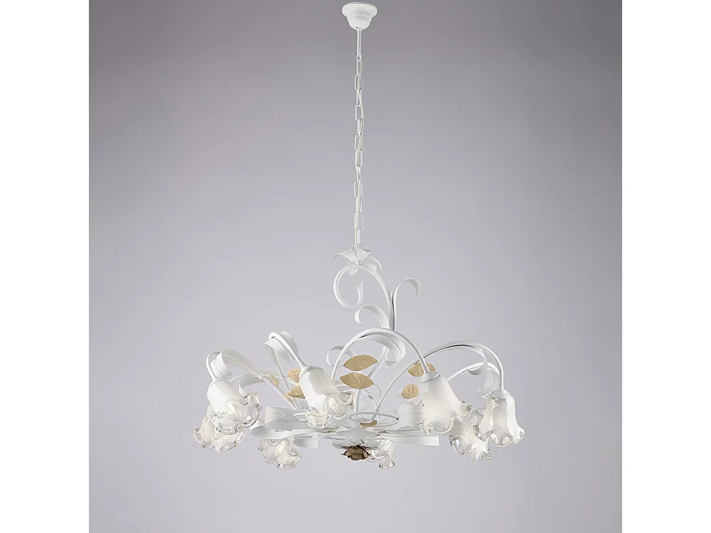 Żyrandol koszowy z żelaza lakierowanego na biało w stylu shabby chic, 8 świateł, 112 Ø85 BL274-8-BCO 3717173