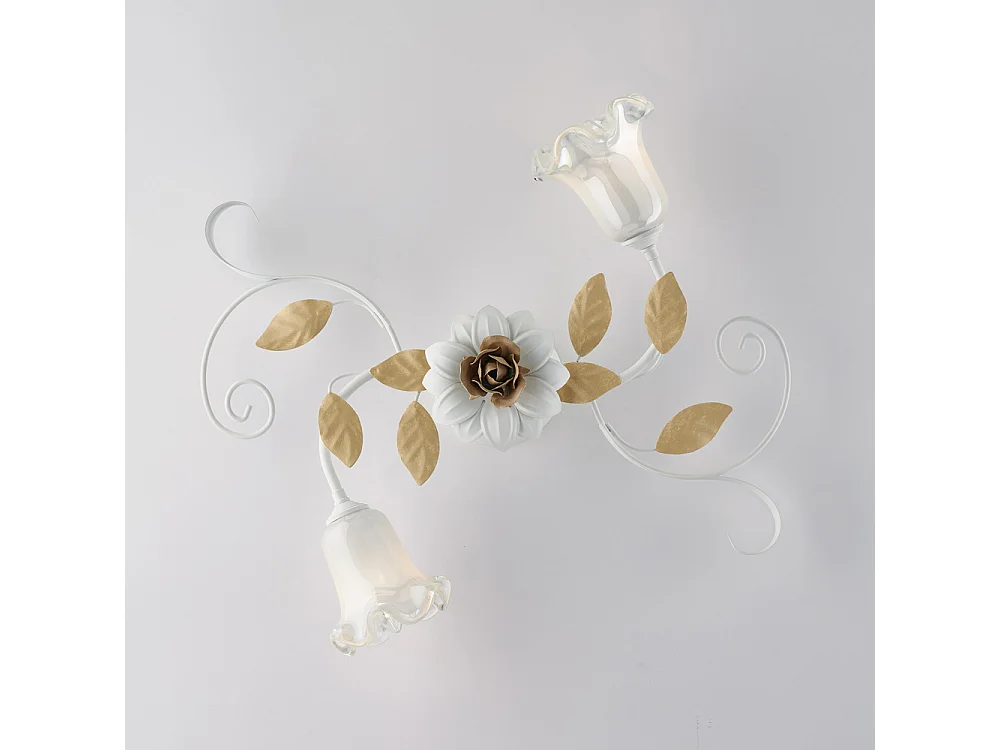 Lampa sufitowa z żelaza lakierowanego na biało w stylu shabby z 2 światłami, wys. 17 x Ø52 cm, BL274-PL2-BCO 3717287