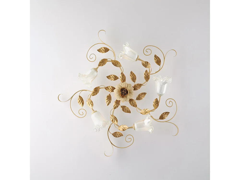 Lampa sufitowa w koszyku z żelaza lakierowanego na kolor kości słoniowej z 5 światłami H.17 Ø80 BL274-PL5-AV 3717352