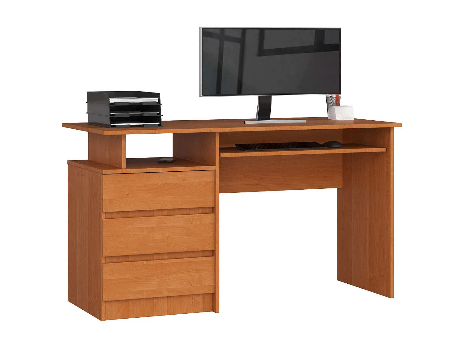 Biurko AKORD CLP Olcha 135 cm 3 szuflady kolor Olcha mat 2 półki 135x60x77 cm 1870489