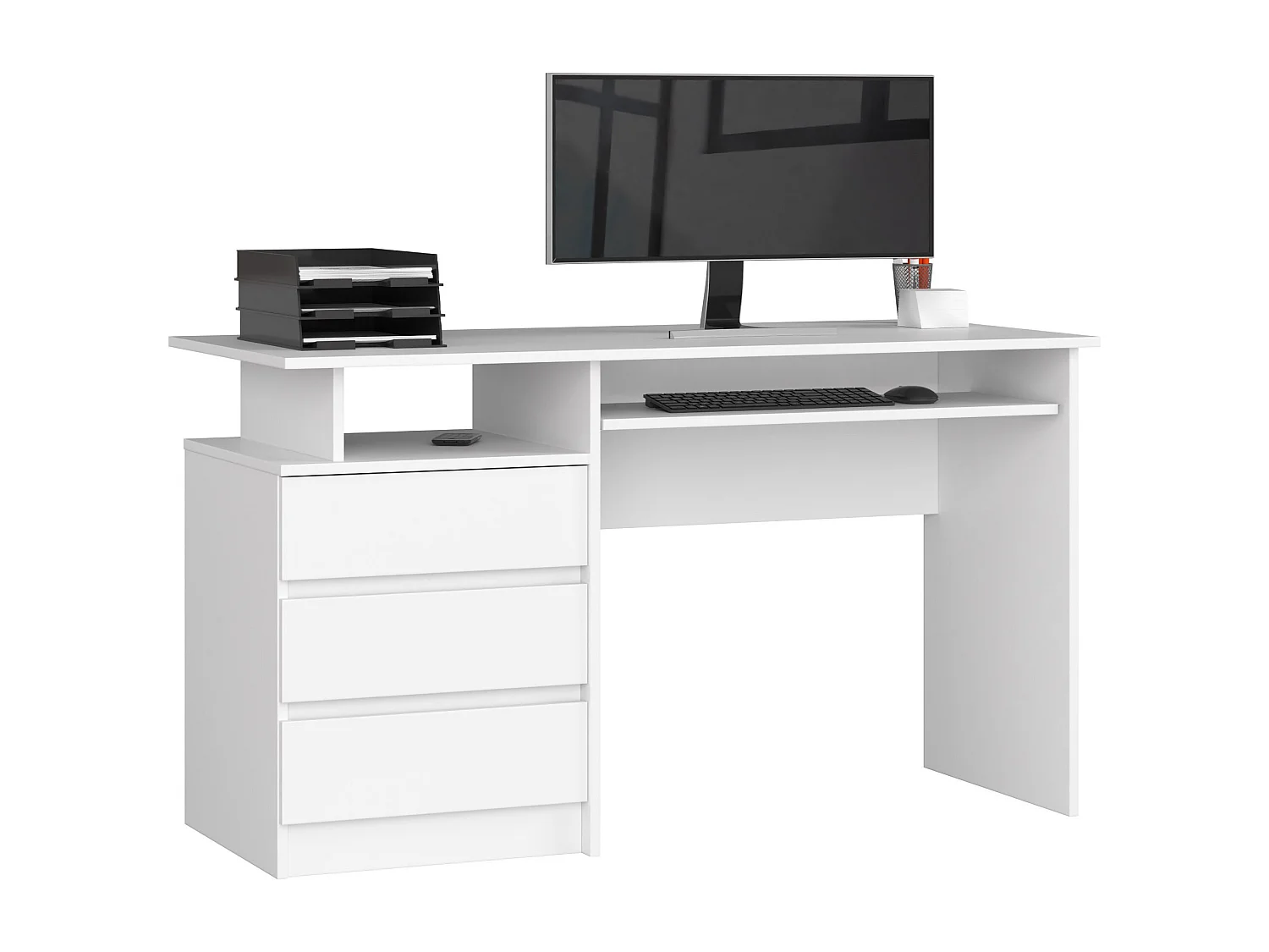 Biurko AKORD CLP Białe 135 cm 3 szuflady kolor Biały mat 2 półki 135x60x77 cm 1871005