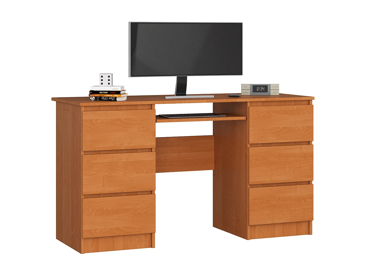 Biurko komputerowe AKORD A11 Olcha 135 cm 6 szuflad kolor Olcha mat 135x50x77 cm 1871179 - obrazek 1
