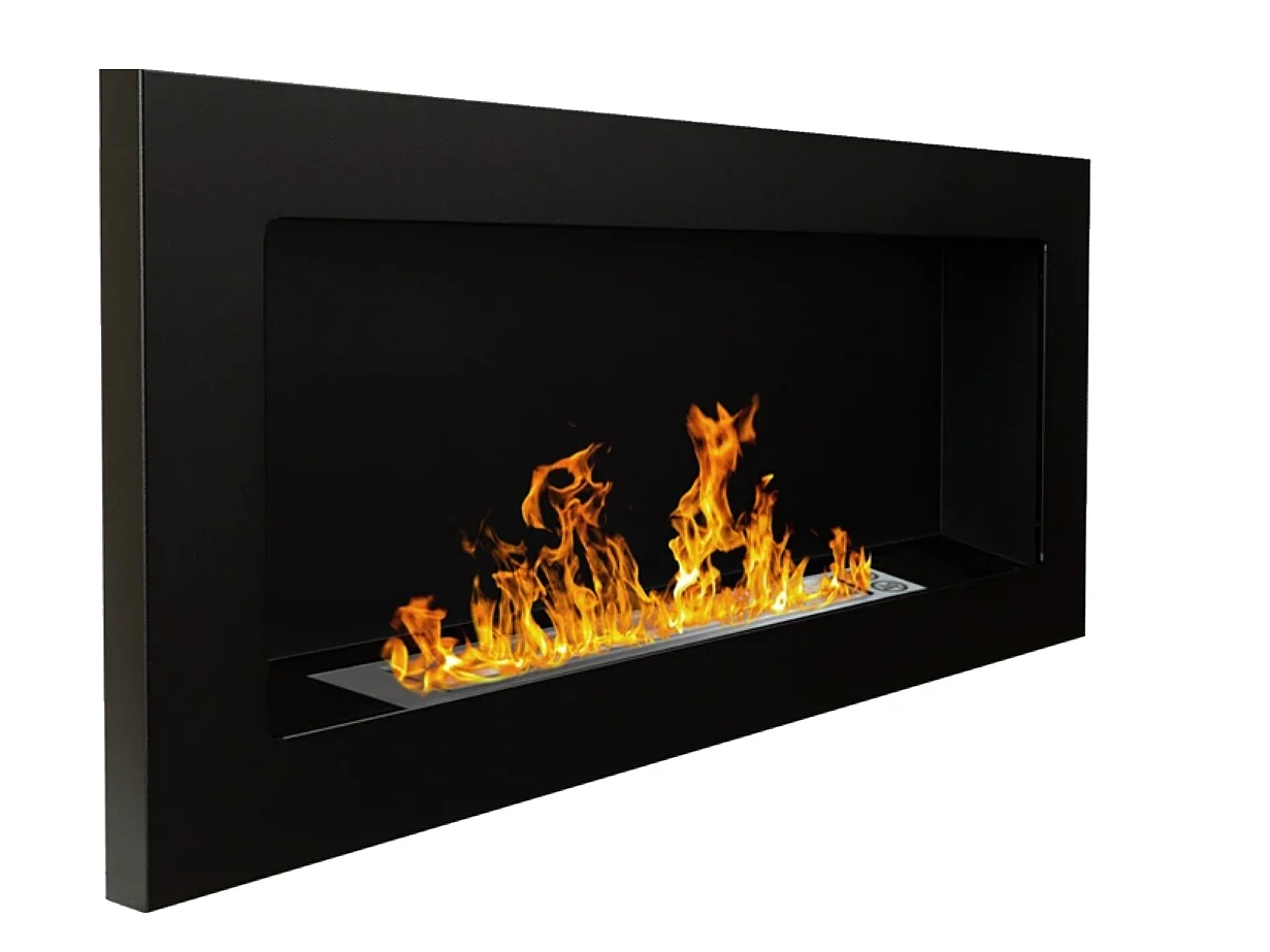 Biokominek ścienny lub do zabudowy Lucca Black, dł 90 x gł 12 x wys 40 4867517