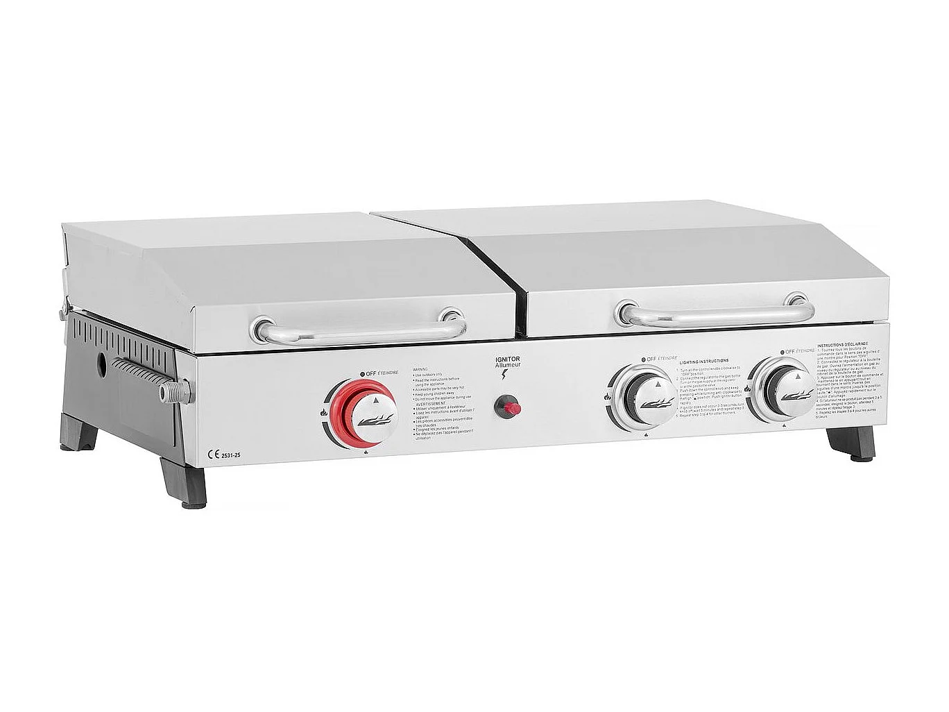 Grill gazowy Plancha i Plancha „Flamo” – 3 palniki – Szary 4882849