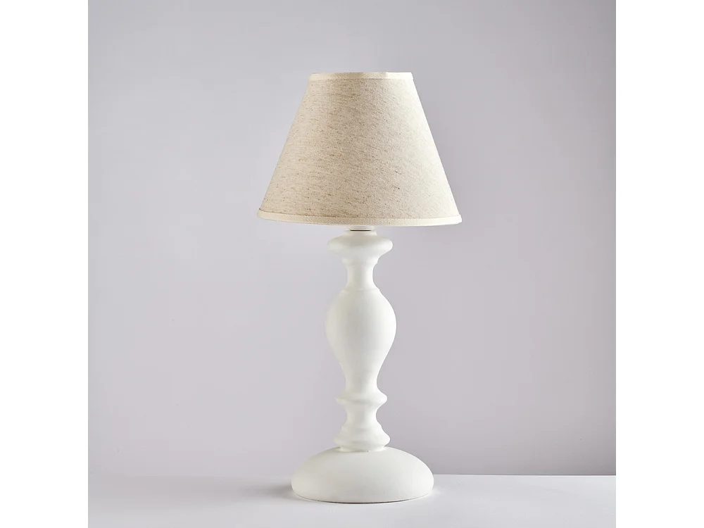 Cascina Shabby White Wooden Table Lamp 1 Light with Lampshade Dm.20 H.40 Ø20 BL265-LT-BCO 3717127