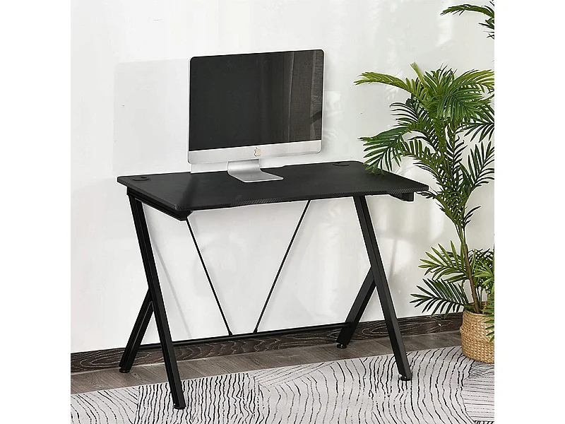 Biurko stolik gamingowe komputerowe nowoczesne czarne carbon 100 cm 4578891