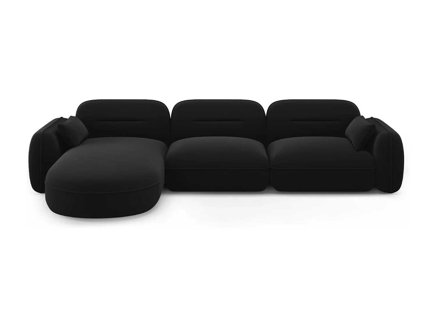Cosmopolitan Design – Narożnik lewy panoramiczny, „Sydney” 4 miejsca welur, czarny – 320x165x70cm 3744214